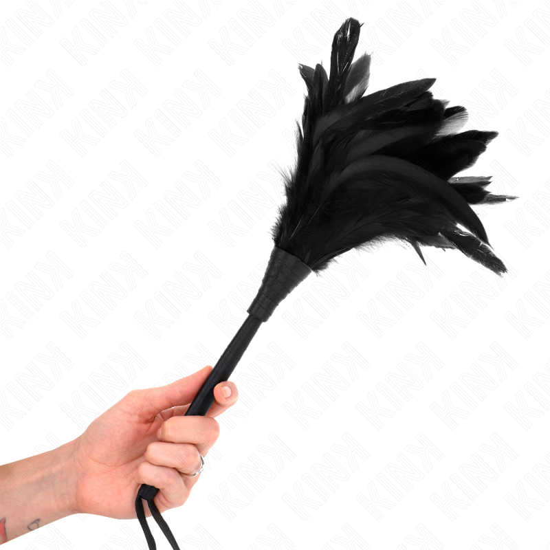 Plumeau BDSM Plumes de Poulet Tickle Corne Noire 36cm - Kink - KINK IMPACT & TOUCH
