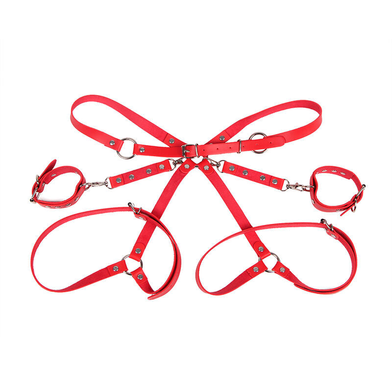 Menottes avec ceinture de bondage rouge taille unique - Subblime - SUBBLIME FETISH