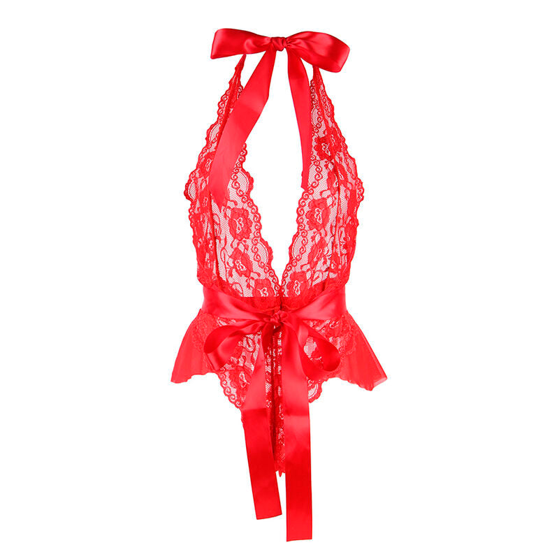 Body sexy à volants avec ceinture rouge taille S/M - Subblime - SUBBLIME BODIES