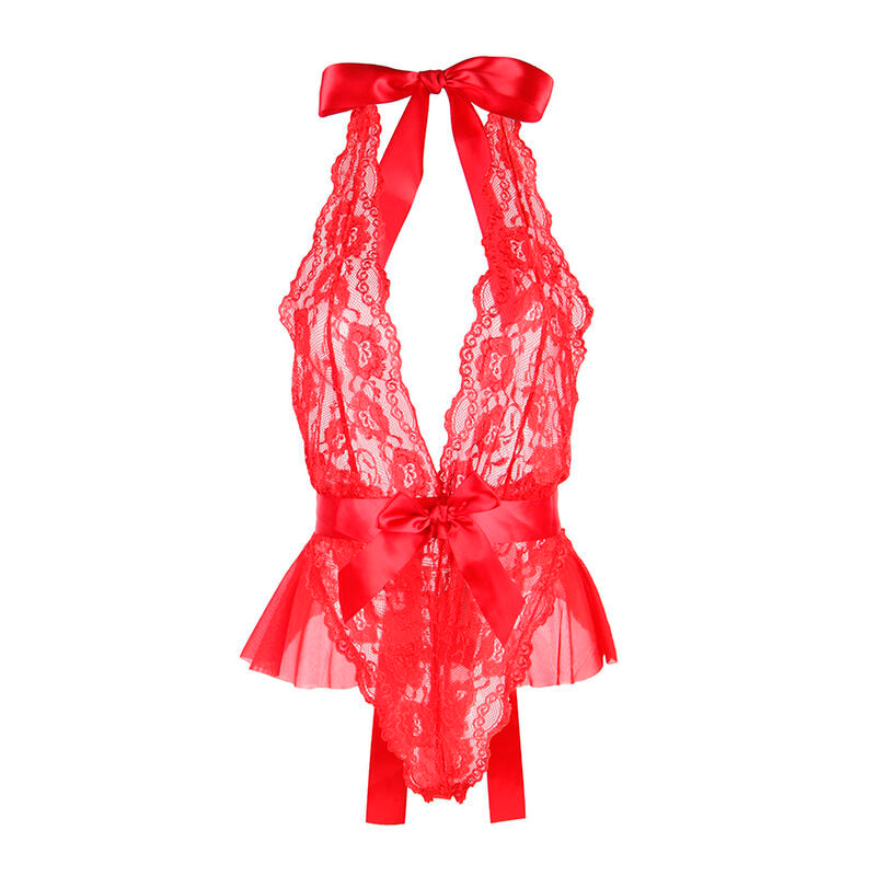 Body sexy à volants avec ceinture rouge L/XL - Subblime - SUBBLIME BODIES