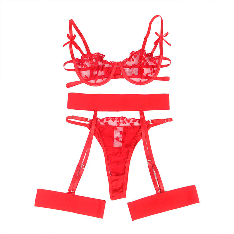 Ensemble lingerie imprimé cœur rouge L/XL - Subblime - SUBBLIME SETS