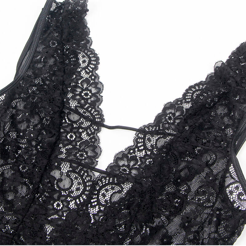 Body sexy avec porte-jarretelles noir taille L/XL - Subblime