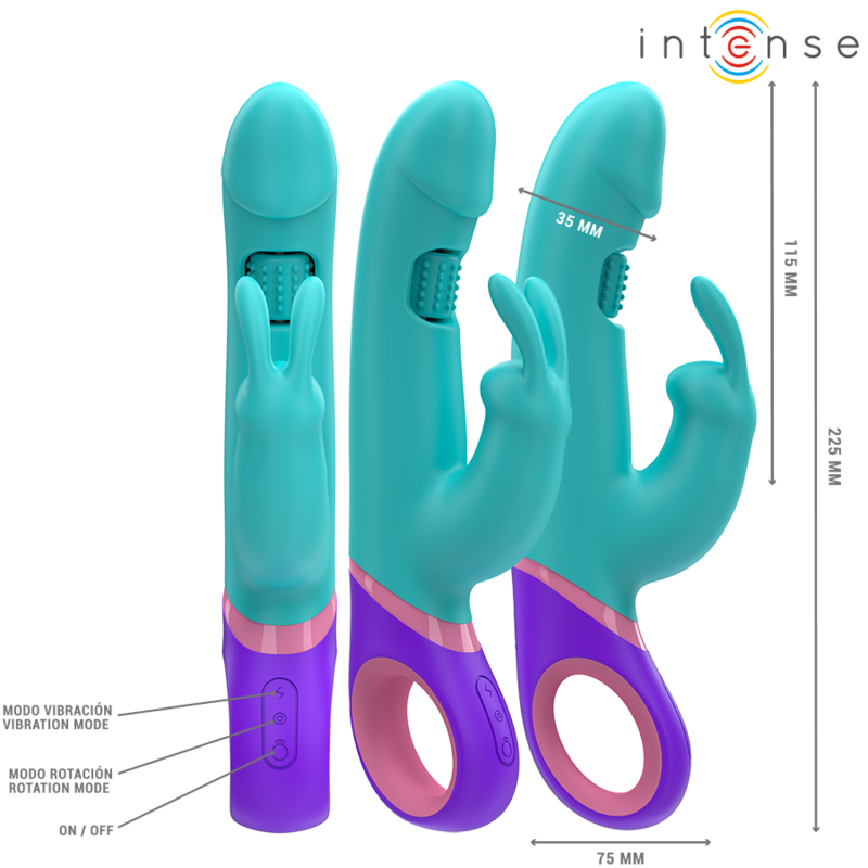 Vibromasseur Rabbit Monica Point G Rotatif Bleu - Intense