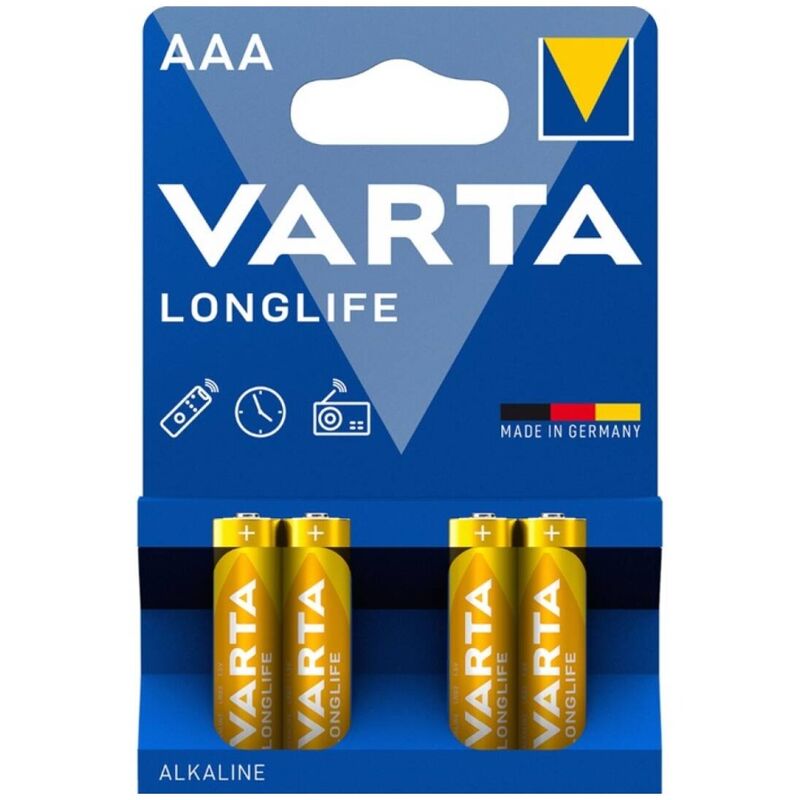 Piles alcalines AAA longue durée LR03 blister x4 - Varta - VARTA