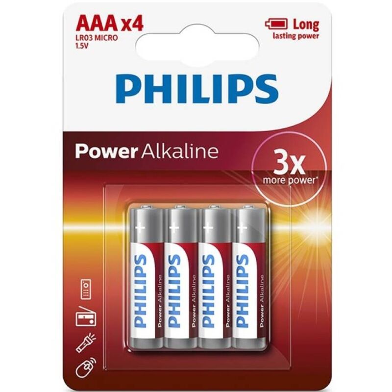 Philips - pile alcaline aaa lr03 blister*4 - PHILLIPS