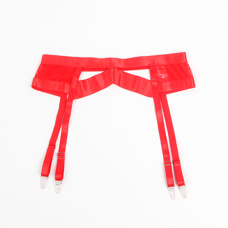Ensemble lingerie bondage rouge avec jarretelle L/XL - Subblime - SUBBLIME SETS