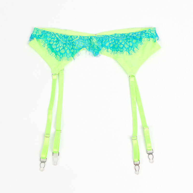 Ensemble lingerie dentelle et jarretelle vert/bleu L/XL - Subblime