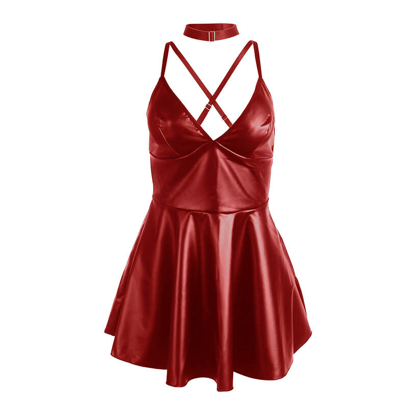 Robe à bretelles en cuir bordeaux S/M - Subblime - SUBBLIME DRESSES