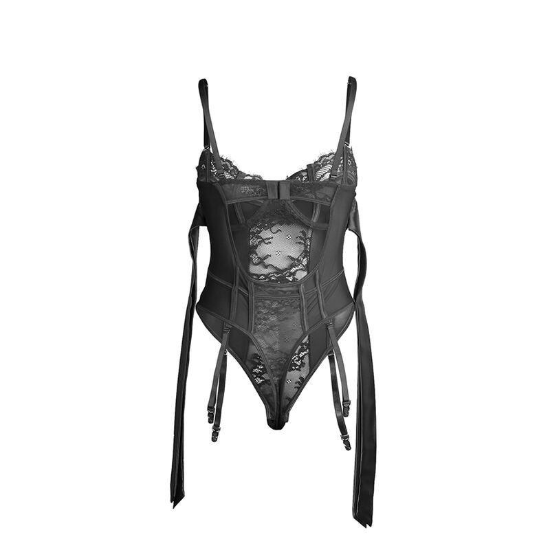 Body en dentelle avec nœuds et jarretelles noir S/M - Subblime - SUBBLIME BODIES