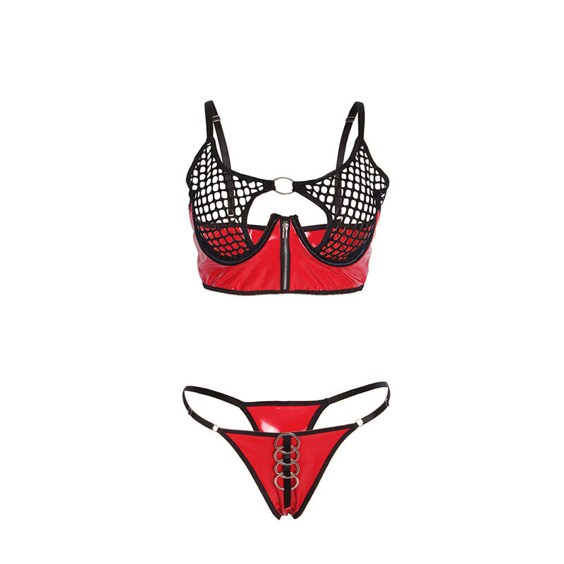 Ensemble lingerie similicuir zippé rouge L/XL - Subblime - SUBBLIME SETS