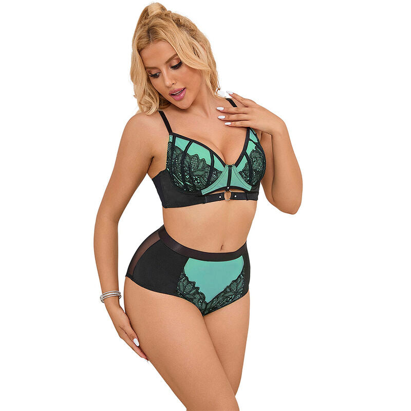 Ensemble lingerie cuir verni vert zippé S/M - Subblime - SUBBLIME SETS