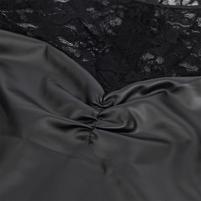 Robe à manches longues dentelle et cuir synthétique noire S/M - Subblime - SUBBLIME DRESSES