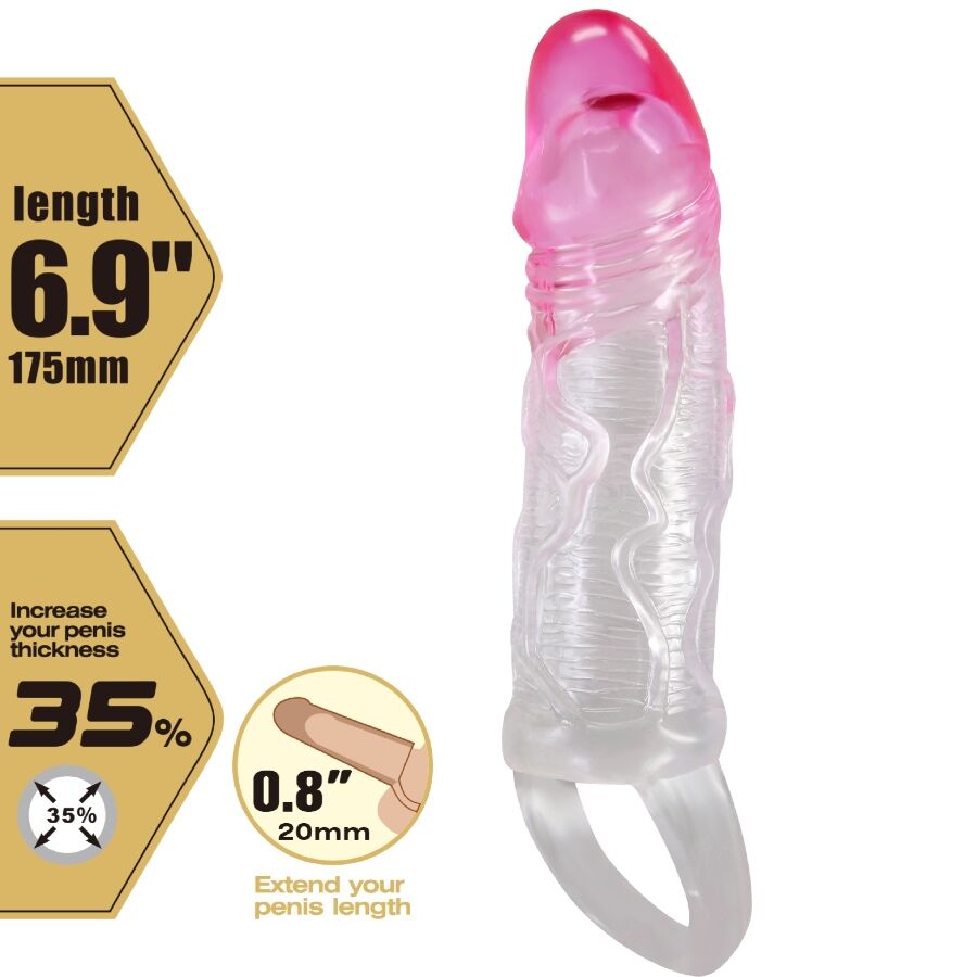 Gaine Pénis Extensible Pretty Love Rose Transparente - Pretty Love