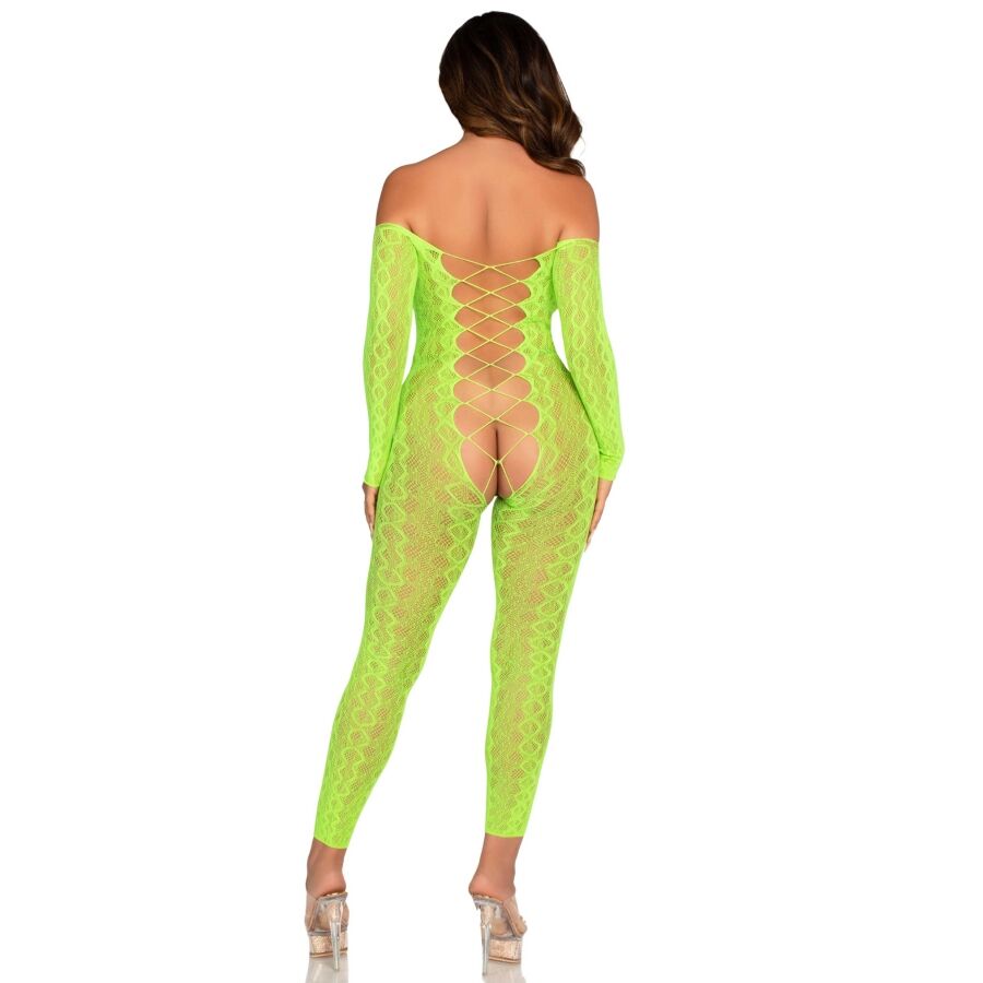 Bodystocking Ouvert Dentelle Serpent Vert Fluo - Leg Avenue