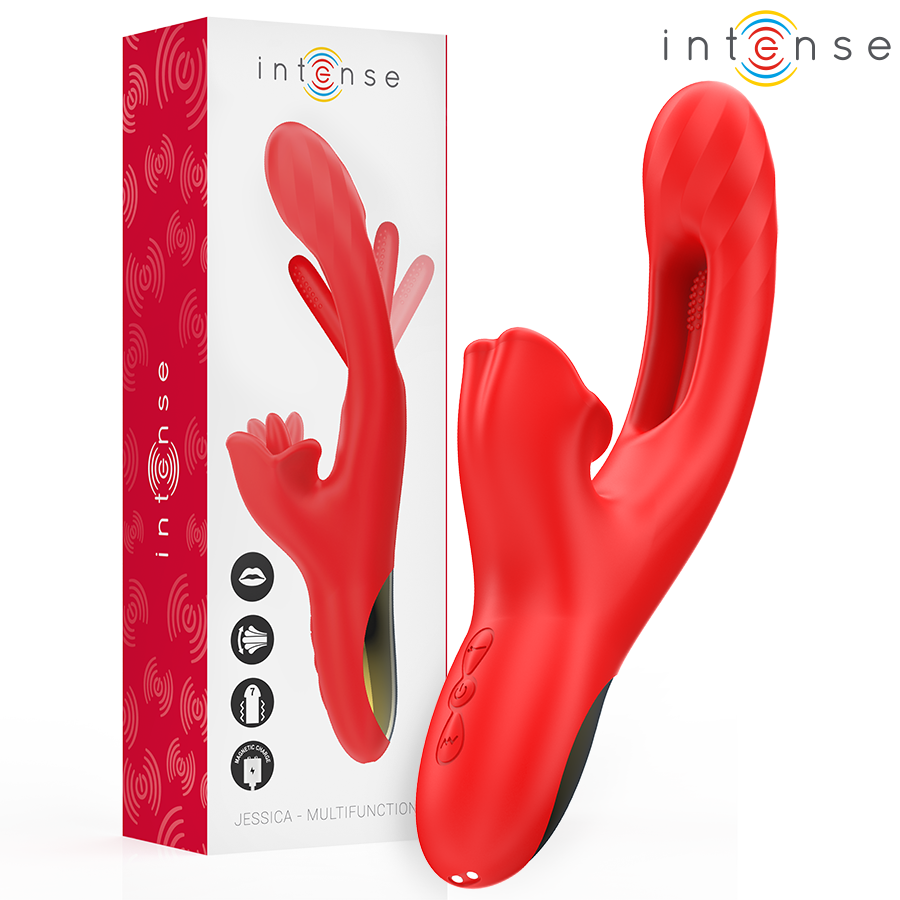 Vibromasseur Jessica Multifonction Rouge 24,8cm - Intense