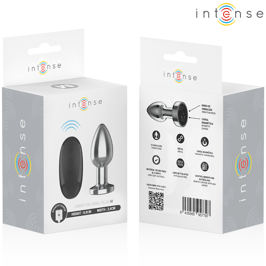 Plug Anal Vibrant Intense 10 Modes Métal Taille M - Intense