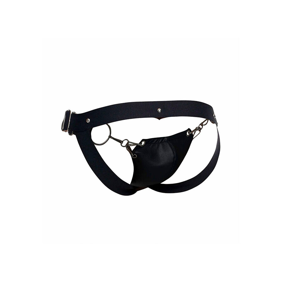 Jockstrap Cuir Snap Dngeon Noir - MaleBasics - MOB