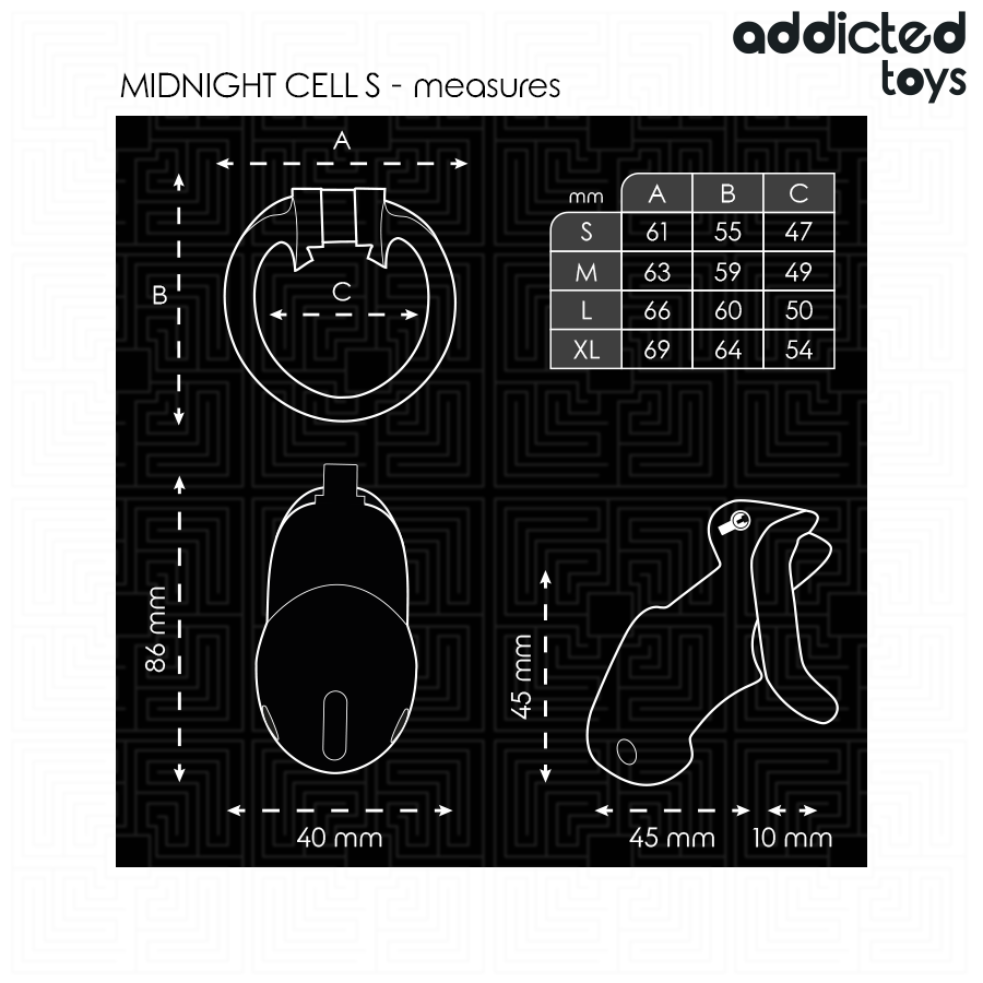 Cage Chasteté Midnight Cell Taille S - Addicted Toys Locked