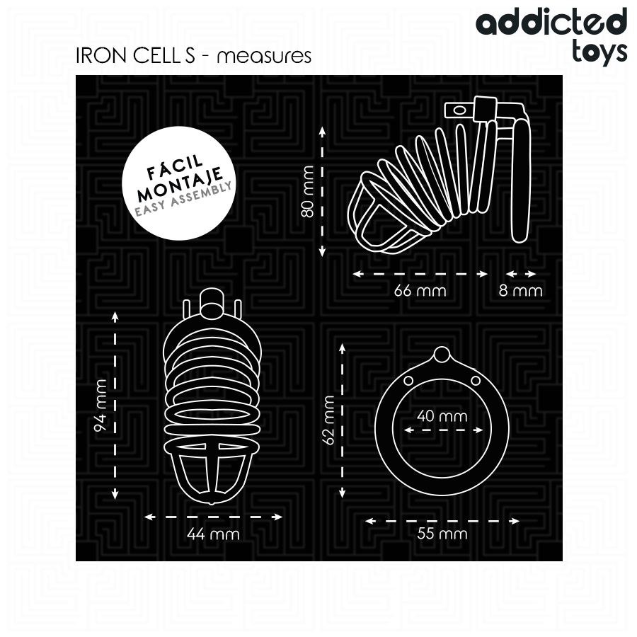 Cage de Chasteté Locked Iron Cell 4cm Taille S - Addicted Toys