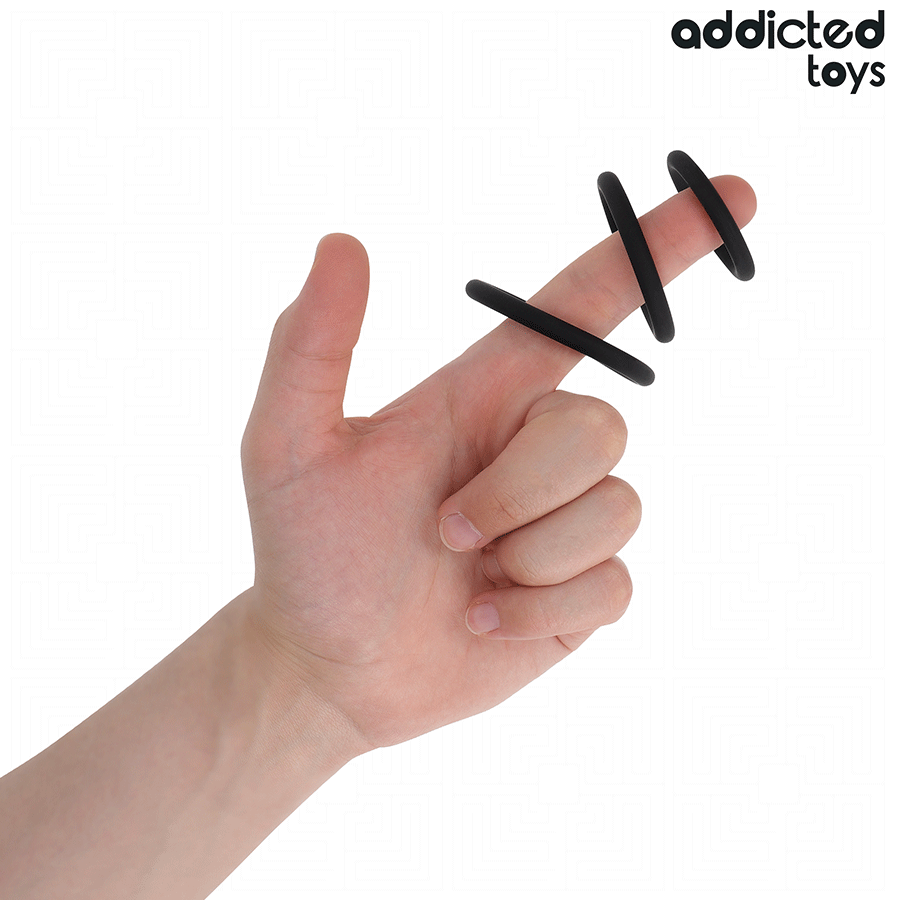 Lot 3 Anneaux Péniens Silicone Tailles Variables - Addicted Toys