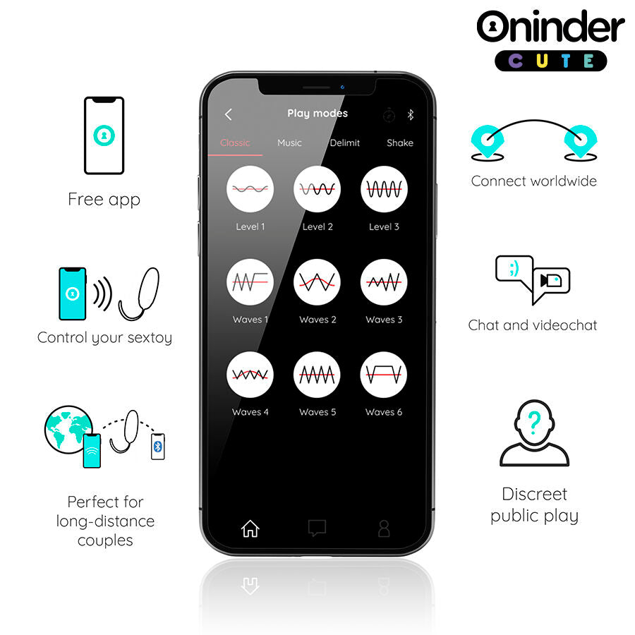 Oninder – Œuf vibrant Connecté et Rotatif en Silicone – Bleu