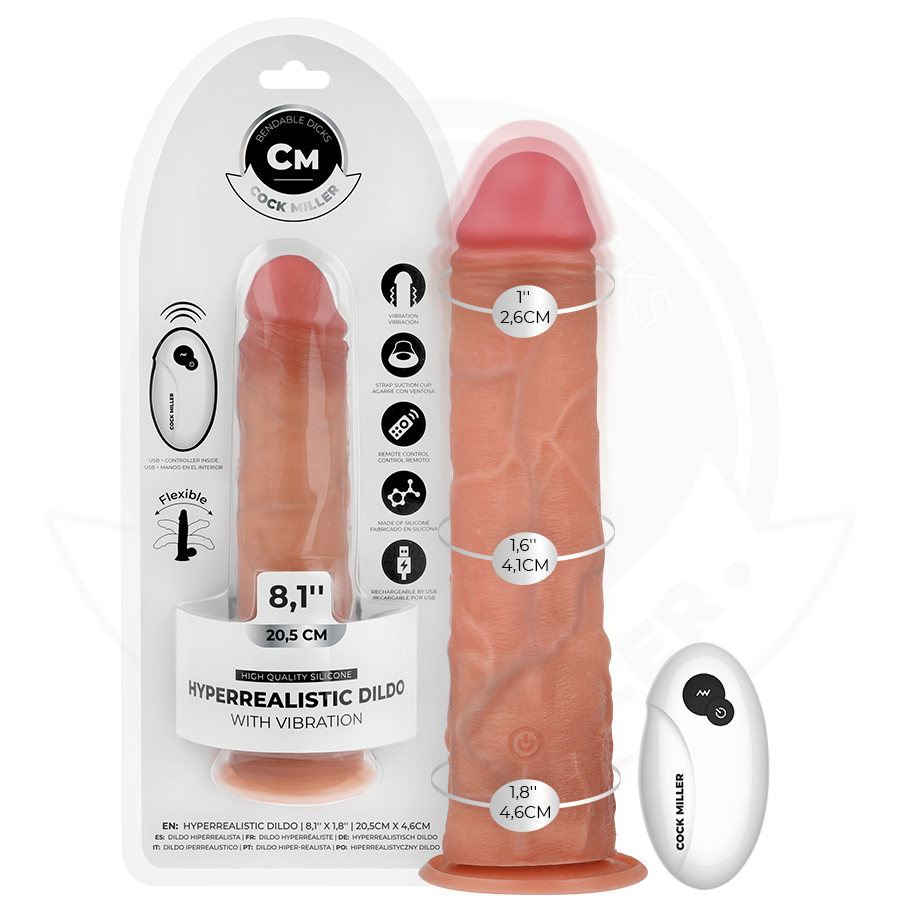 Gode Réaliste Vibrant Cock Miller 20,5cm Télécommandé