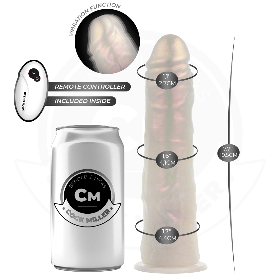 Gode Réaliste Cock Miller Blanc LED 19,5 cm - Télécommandé