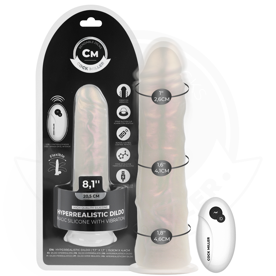 Gode Vibrant Cock Miller Lumineux Blanc 20,5cm - Cock Miller