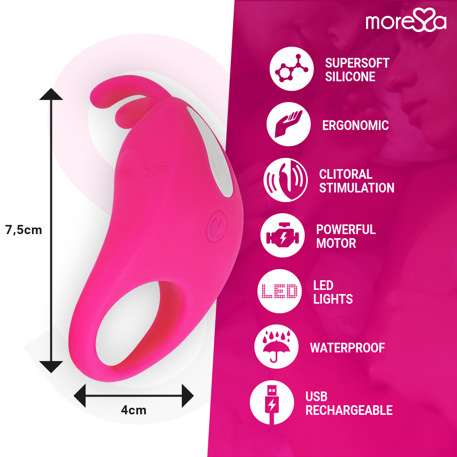 Anneau vibrant rechargeable Brad rose - Moressa - MORESSA