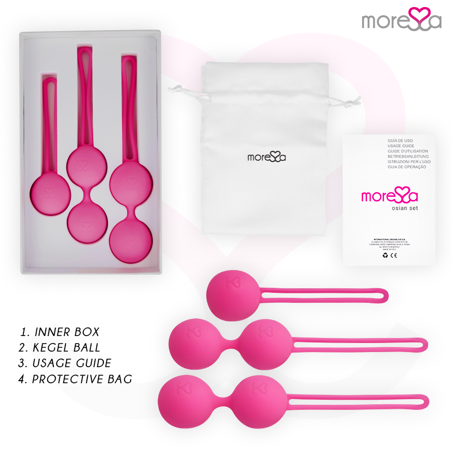 Moressa – Kit de 3 Boules de Geisha Roses Renforcement du périnée Osian Set