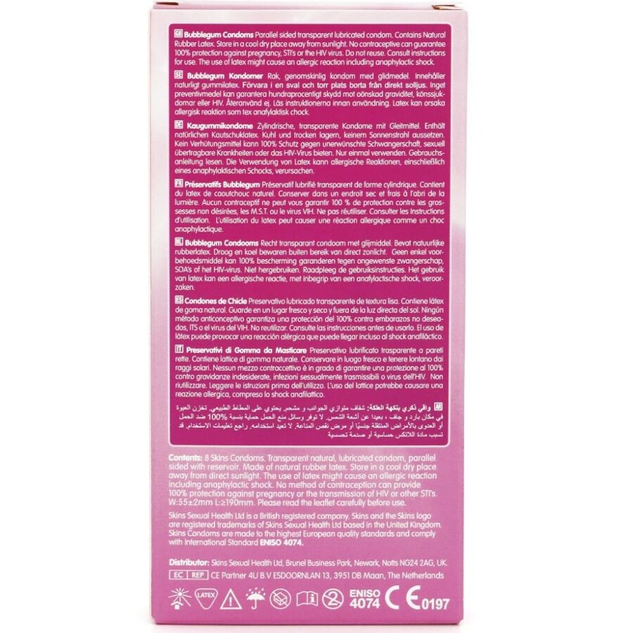 Préservatifs Bubble Gum Pack de 8 Premium - Skins - SKINS