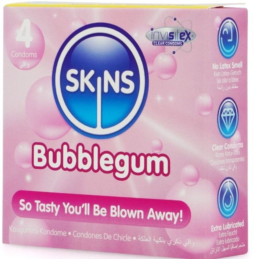 Préservatifs parfumés Skins Bubblegum pack de 4 - Skins - SKINS