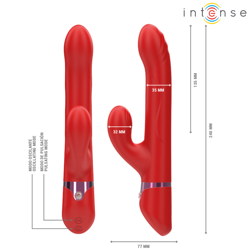 Vibrateur LELE Multifonction Rotatif Oscillant Rouge - Intense