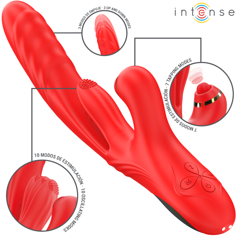 Vibrateur Triple Rosalia 3 en 1 Rouge - Intense