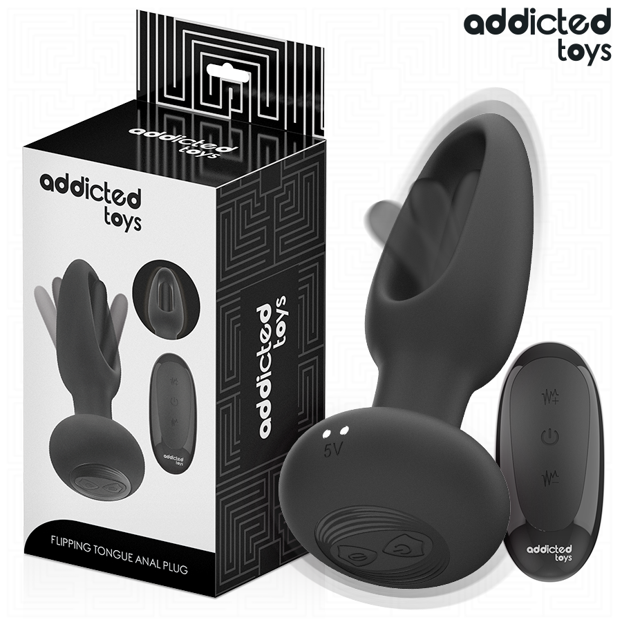 Plug Anal Langue Vibrante Télécommandé Noir - Addicted Toys
