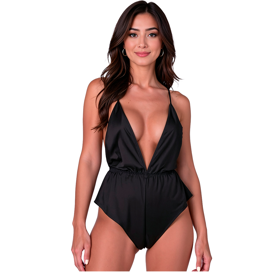 Body Satiné Sensie Noir L/XL - Passion