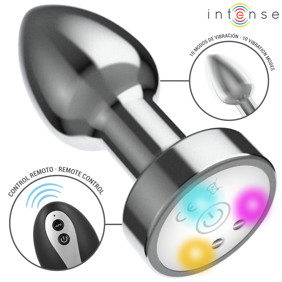 Plug Anal Vibrant Intense LED Métal Taille S Gris - Intense