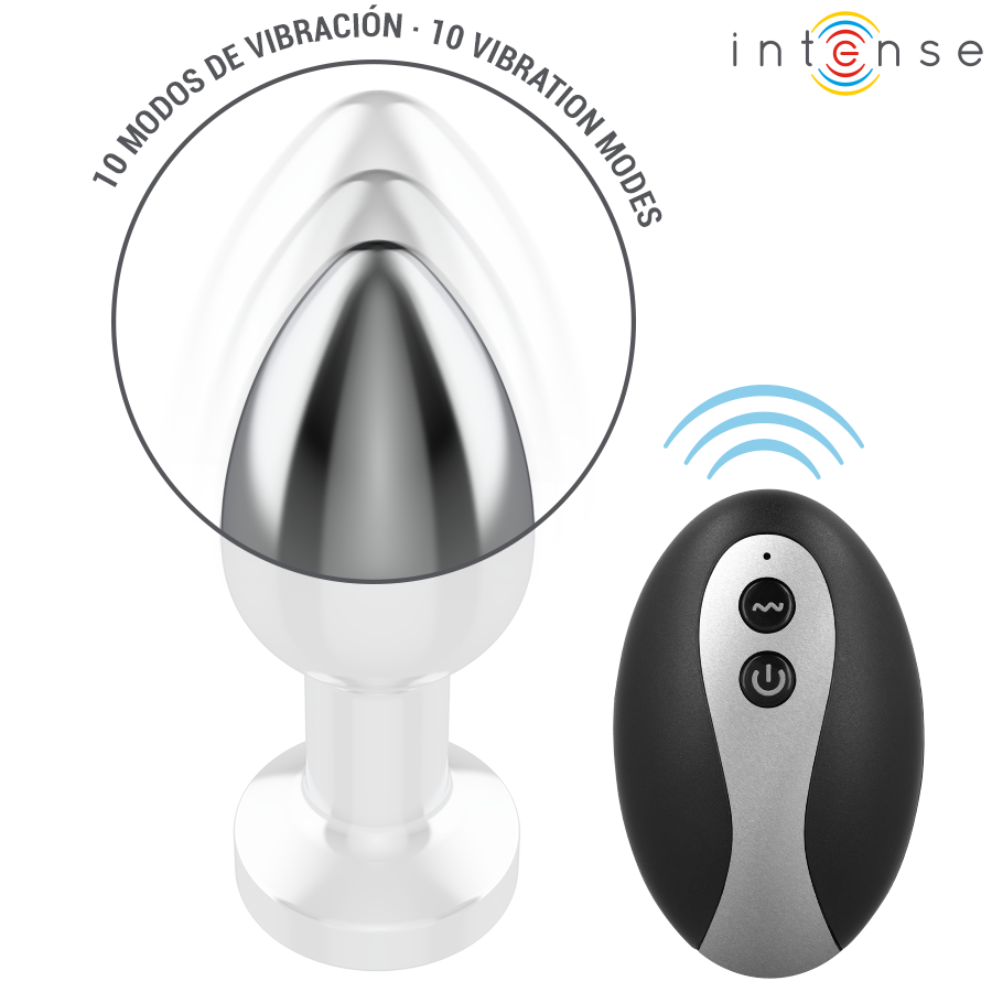 Plug Anal Vibrant Métal LED Intense Taille M Gris - Intense