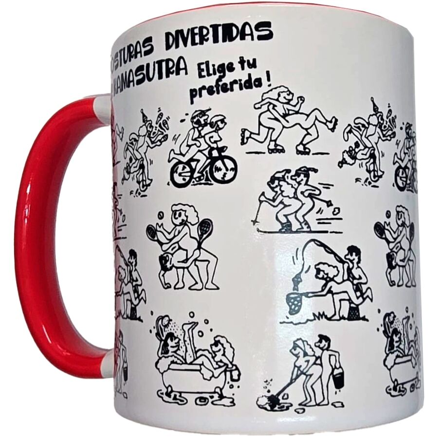 Mug Erotique Positions Kamasutra Blanc et Rouge 370ml - Diablo Picante