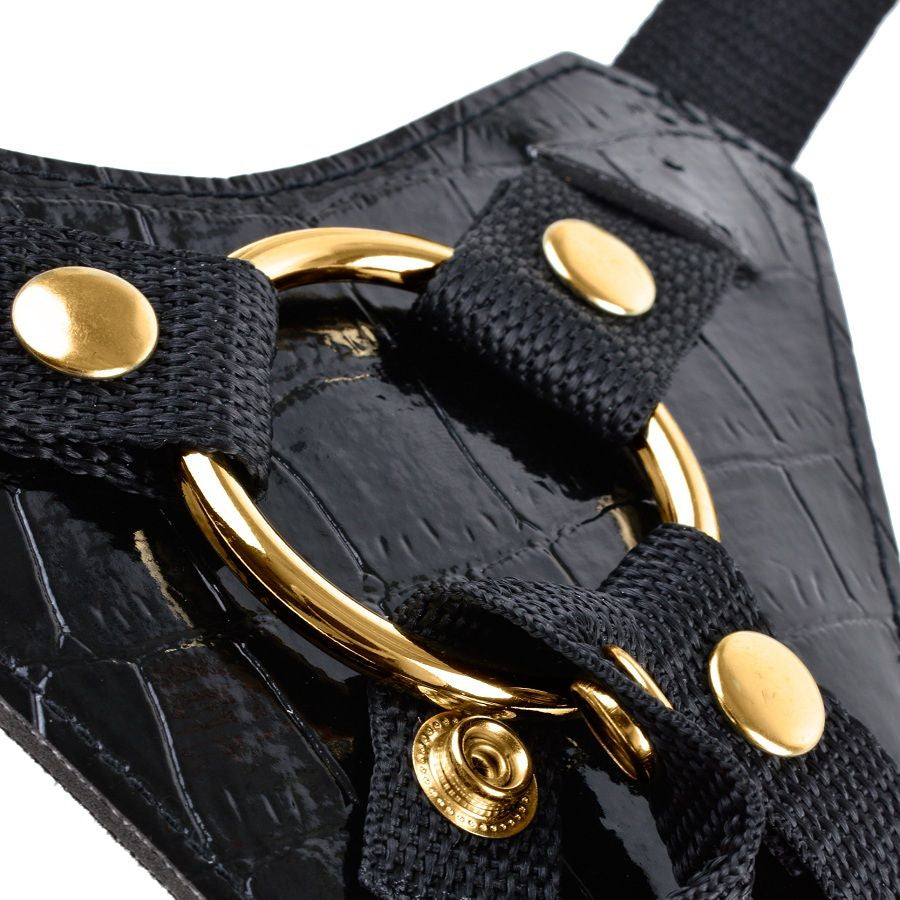 Gode Ceinture Harnais Design Or et Noir - Fetish Fantasy