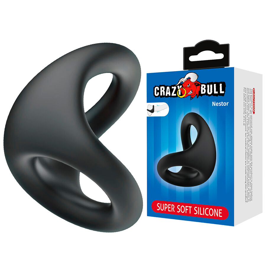 Anneau Pénien Double Nestor Ergonomique Noir - Crazy Bull
