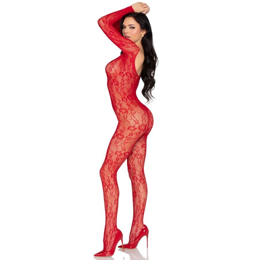 Body Dentelle Intégral Bodystocking Rouge - Leg Avenue