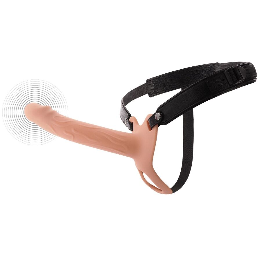 Manchon Pénien Vibrant Inferno avec Strap-On 20 cm - Hidden Desire - HIDDEN DESIRE
