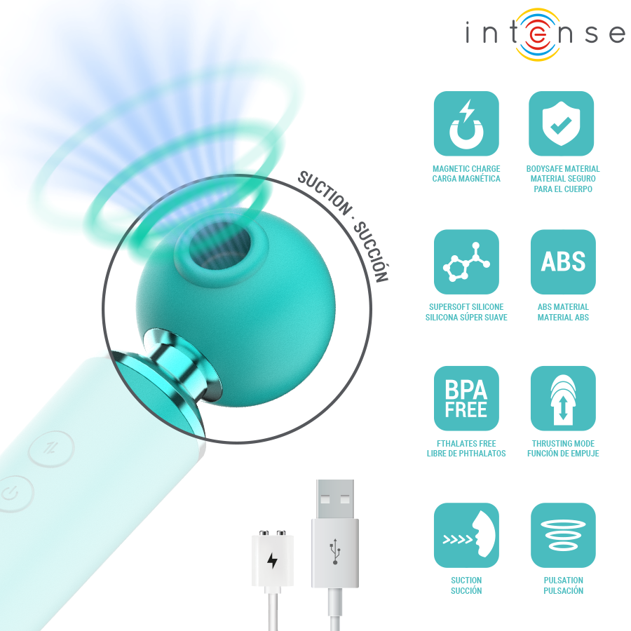 Stimulateur Succion & Vibration Hamby Turquoise - Intense High Tech