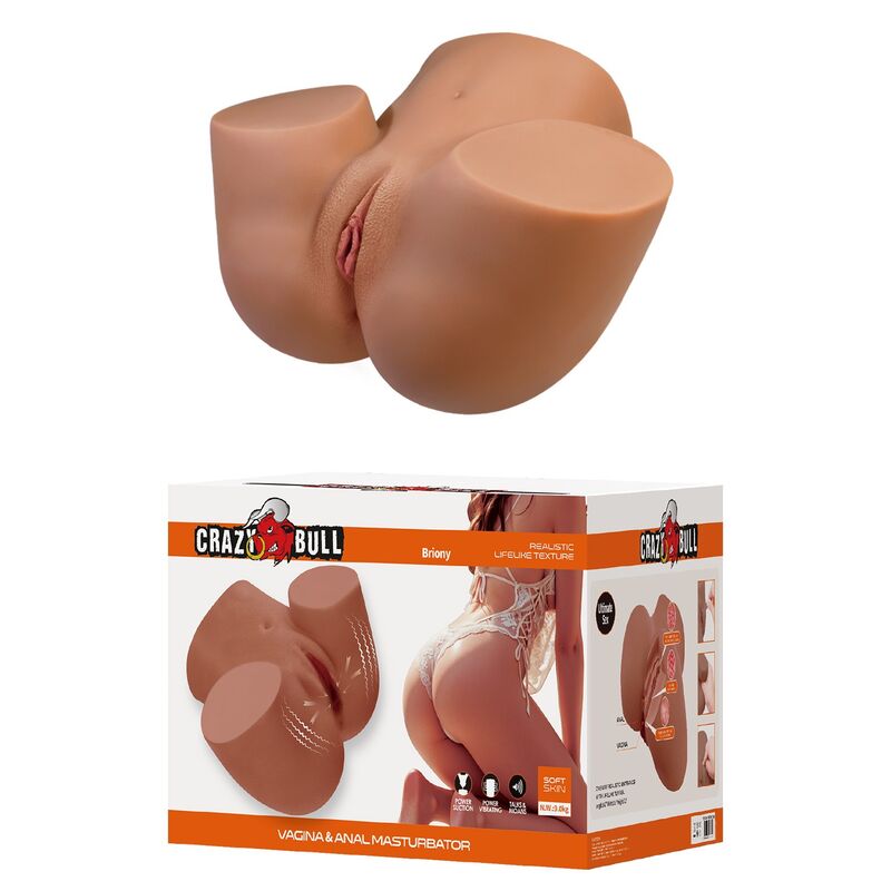 Weiblicher Torso-Masturbator mit zwei Eingängen, Vibration und Saugfunktion - Crazy Bull