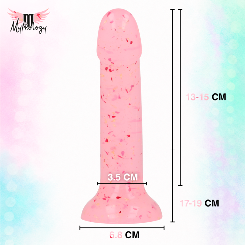 MYTHOLOGY - LYRA 9 GODEMICHET EN SILICONE 17 CM Ø 3,6 CM ROSE TRANSPARENT ROUGE MOUSSELÉ