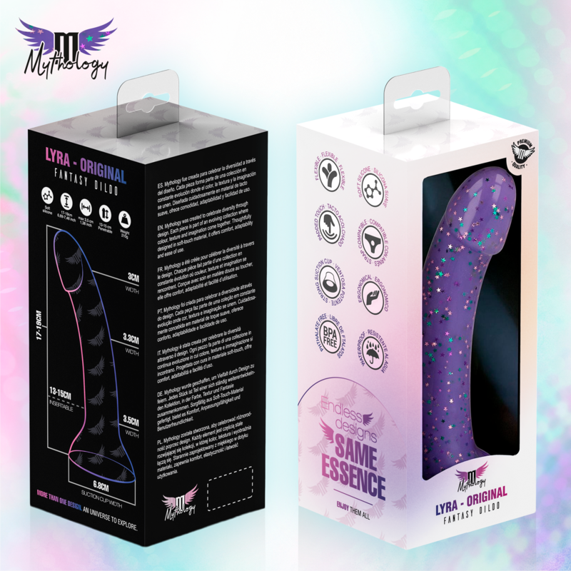 MYTHOLOGY - LYRA 10 GODEMICHET EN SILICONE 17 CM Ø 3,6 CM VIOLET À PÂTES