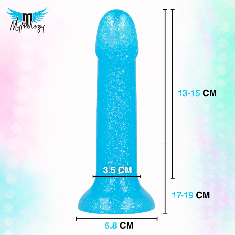 MYTHOLOGY - LYRA 8 GODEMICHET EN SILICONE 17 CM Ø 3,6 CM BLEU CLAIR PLATINE MOUSSELÉ