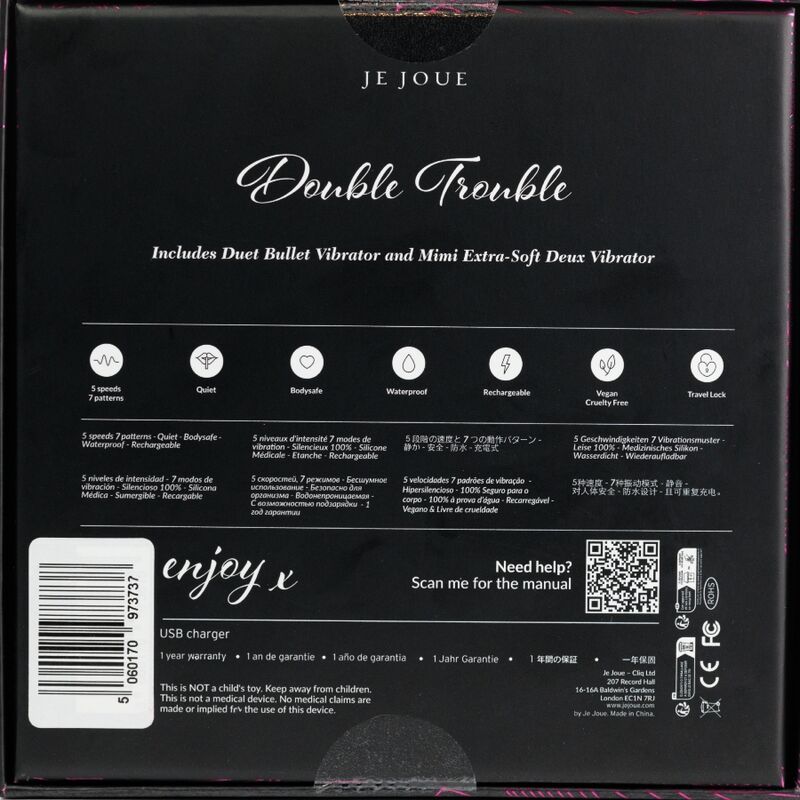 JE JOUE - ENSEMBLE DE VIBRATEURS RECHARGEABLES DOUBLE TROUBLE