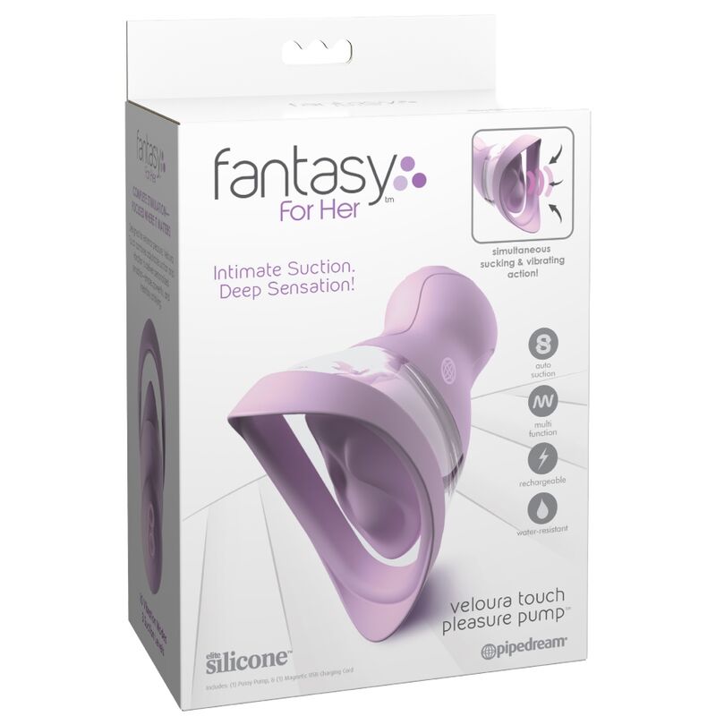 FANTASY FOR HER - VELOURA TOUCH PLEASURE PUMP POMPE INTIME AVEC SUCCION ET VIBRATION VIOLETTE